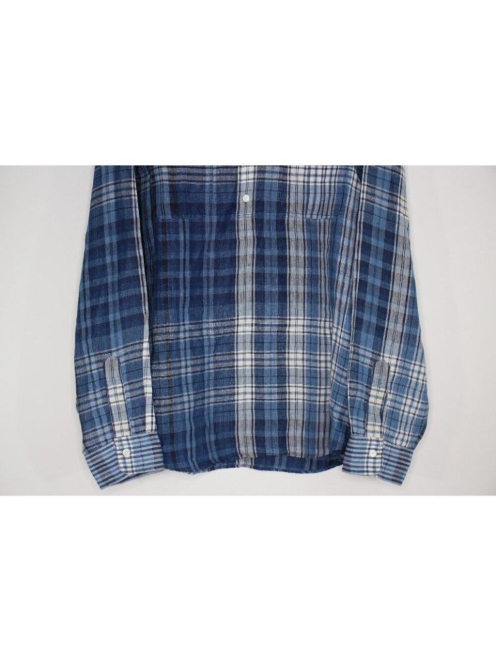 Polo Ralph Lauren Mens 2XL Indigo Linen Plaid Pullover Button Up Shirt G1454 - Picture 3 of 6